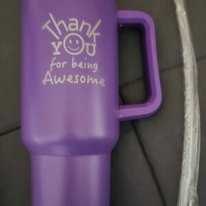 Vibrant Purple Motivational Tumbler with Handle